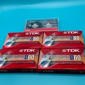Lot of 5 TDK Superior D60 Cassette Tapes Normal Bias